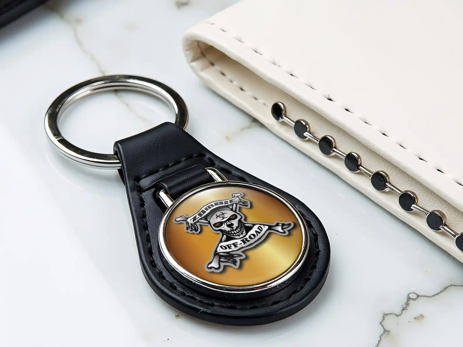 Leather Keychain Sturdy Strong Drift Look